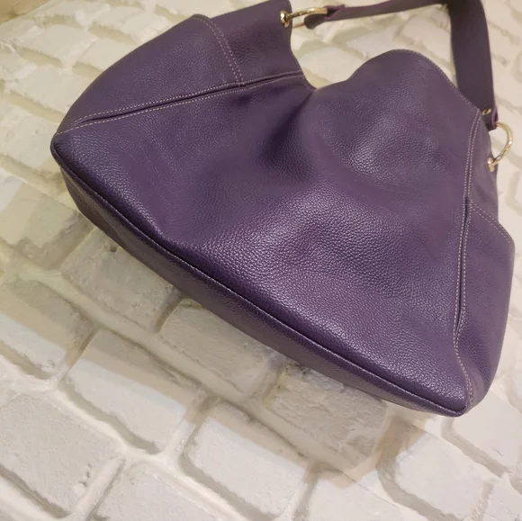 Laggo NWOT Large Purple Leather Julia Shoulder Hobo Purse - Picture 8 of 13